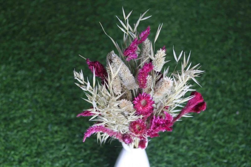 magenta-green-dried-flower-bouquet