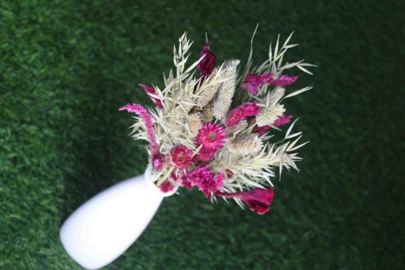 magenta-green-dried-flower-bouquet