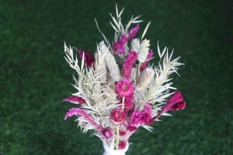 magenta-green-dried-flower-bouquet