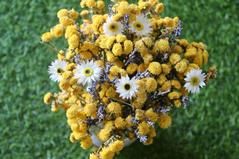 yellow-white-lavender-dried-flowers-bouquet