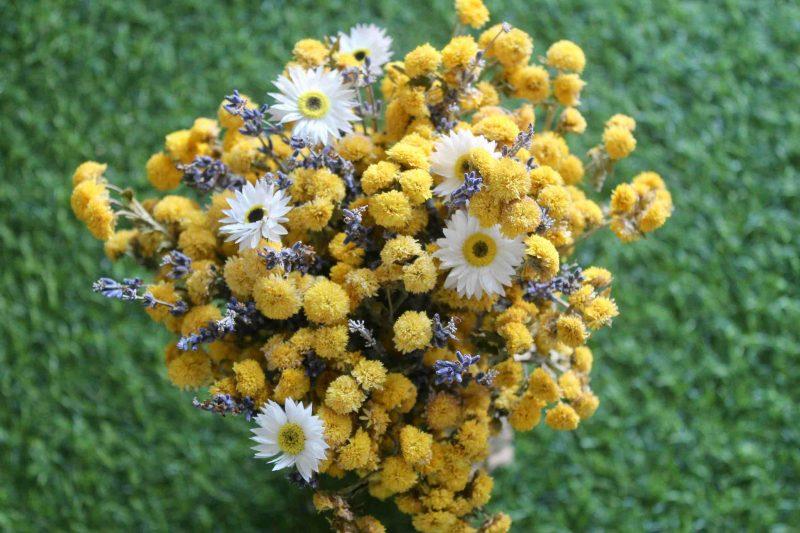 yellow-white-lavender-dried-flowers-bouquet