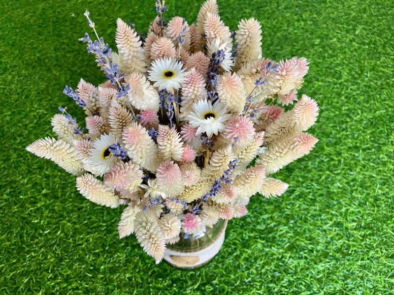 white-pink-lavender-dried-flowers-bouquet