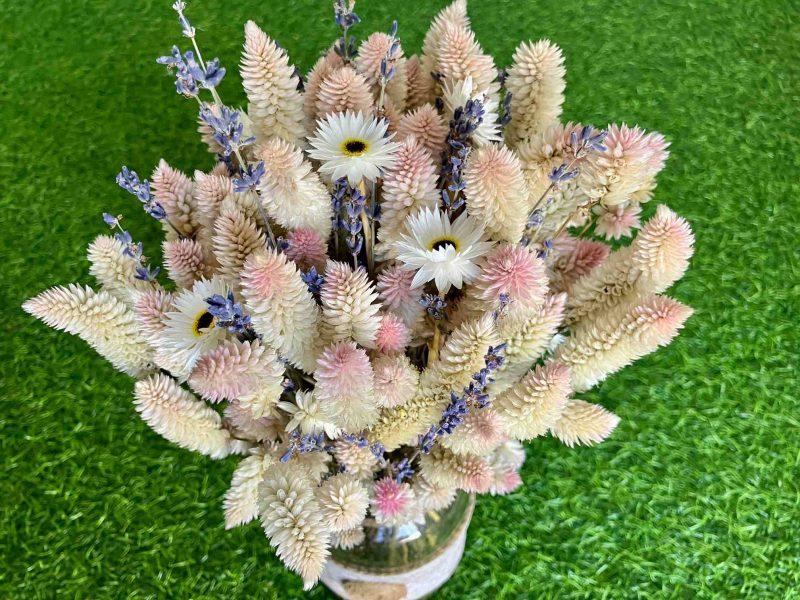 white-pink-lavender-dried-flowers-bouquet