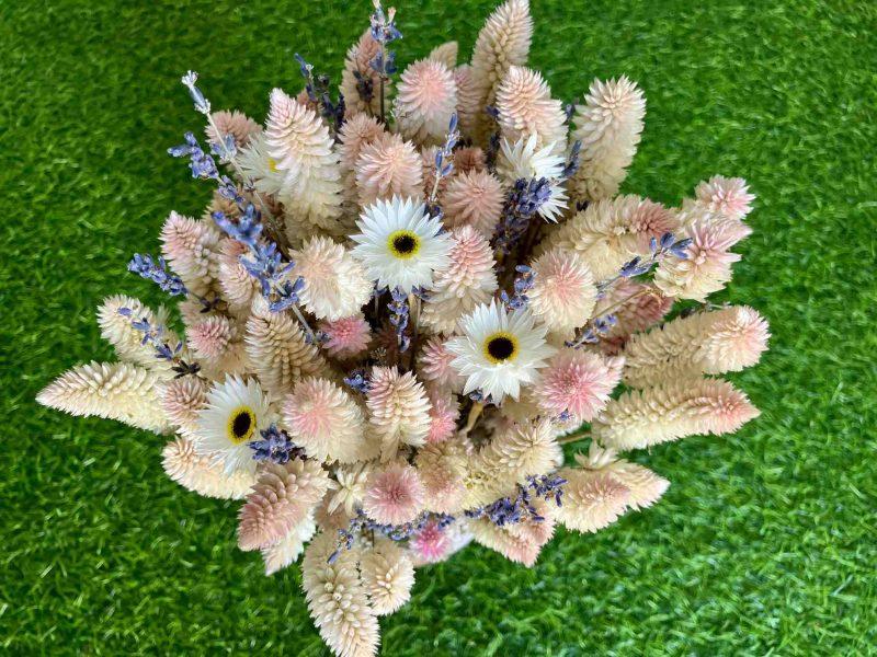 white-pink-lavender-dried-flowers-bouquet